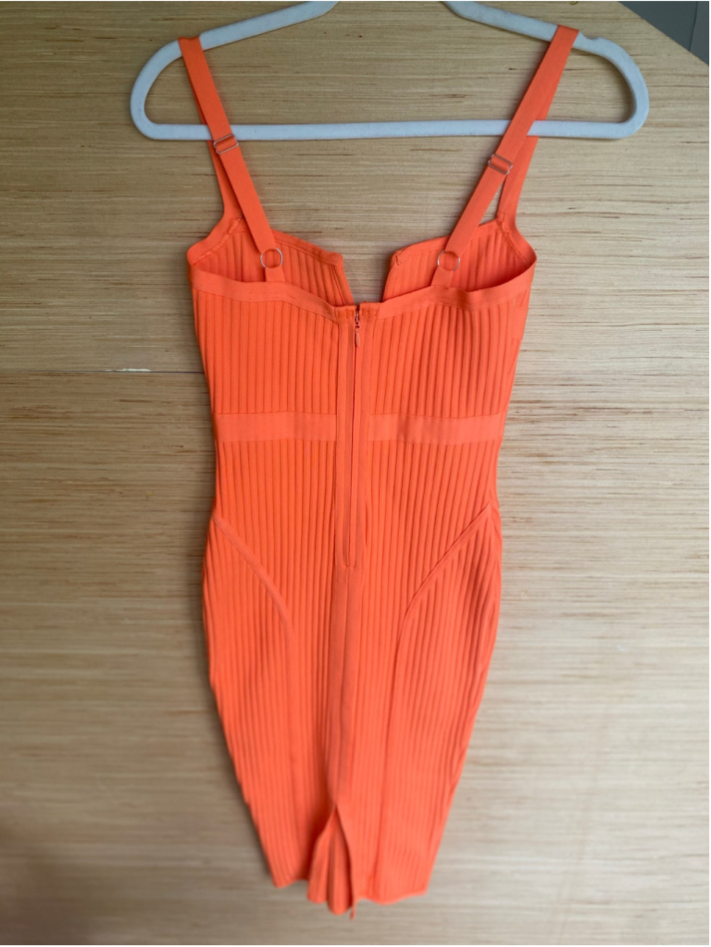 Fashion Nova Orange Ribbed Bodycon Midi Dress Y2K Vaca Party Glam Date Night - Picture 3 of 8